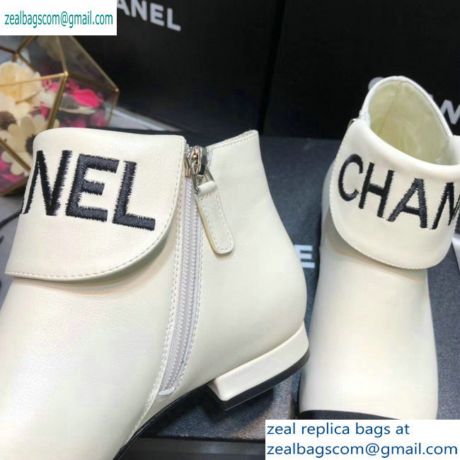 Chanel Heel 1.5cm Lambskin and Grosgrain Ankle Boots G35167 Creamy 2019