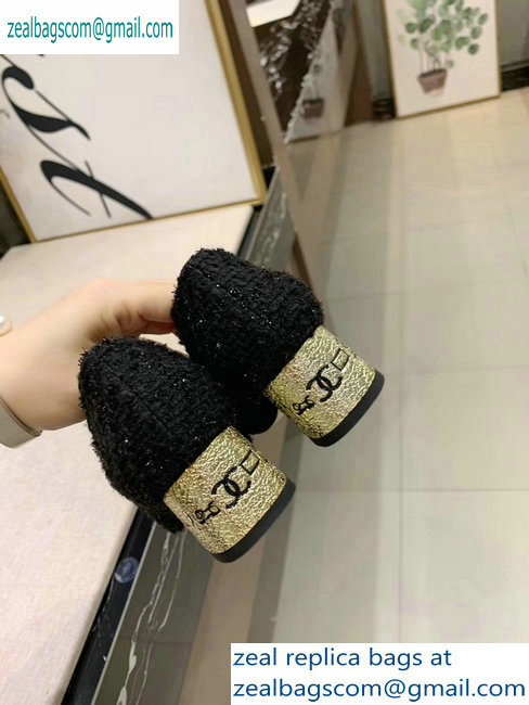 Chanel Heel 4cm Tweed/Grosgrain Pumps G34906 Black/Gold 2019