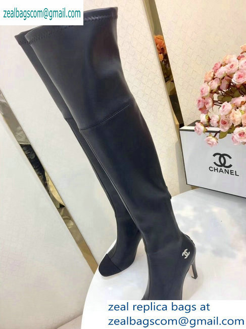 Chanel Heel 8.5cm High Boots Leather Black 2019
