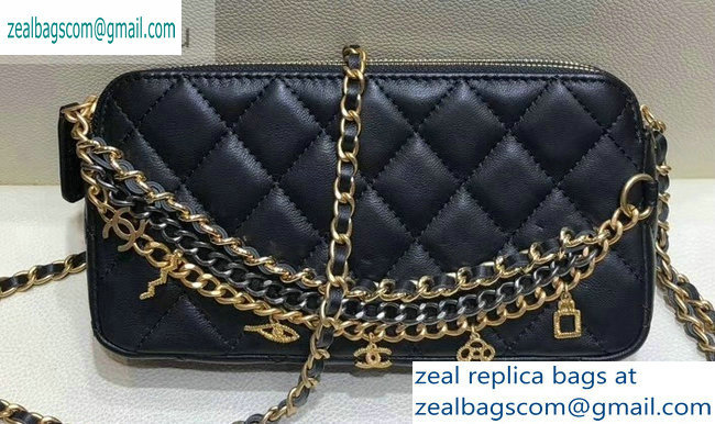 Chanel Lambskin All About Chains Clutch With Chain Bag Black 2019
