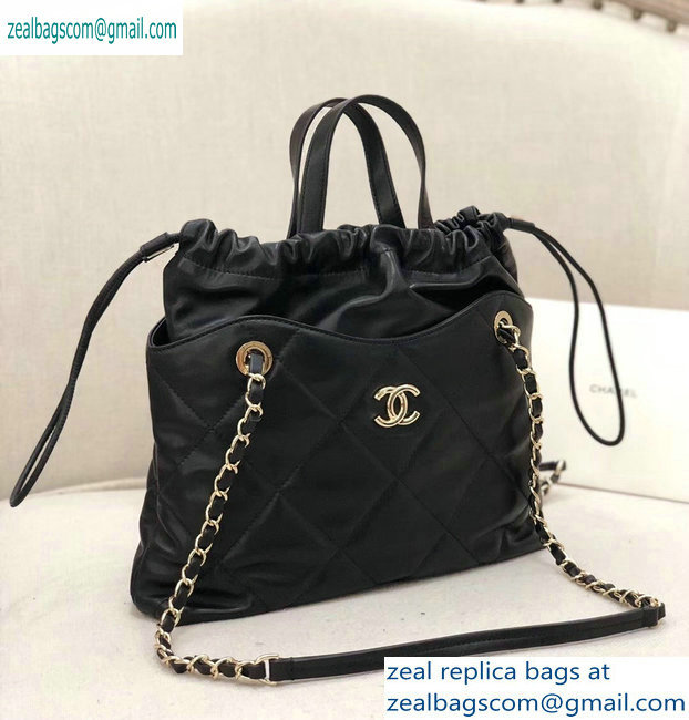 Chanel Lambskin Small Shopping Tote Bag AS0985 Black 2019