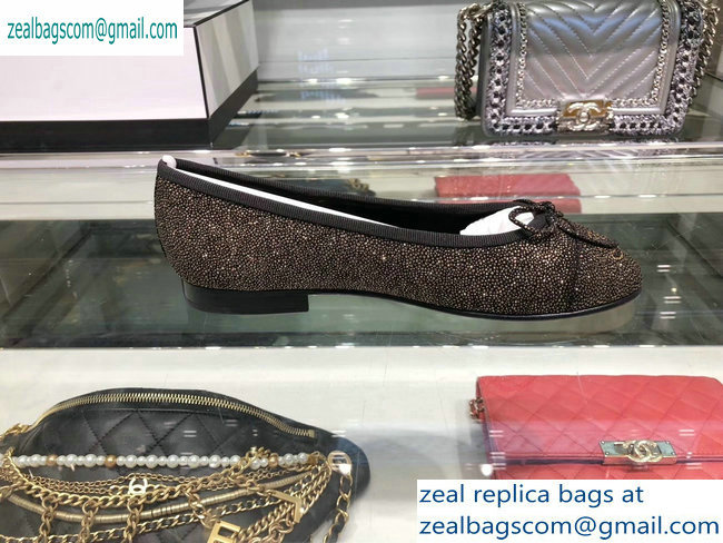 Chanel Metallic Grained Calfskin Classic Bow Ballerinas Flats G02819 Bronze 2019