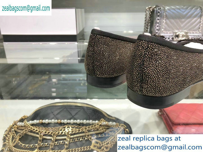 Chanel Metallic Grained Calfskin Classic Bow Ballerinas Flats G02819 Bronze 2019