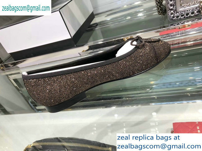 Chanel Metallic Grained Calfskin Classic Bow Ballerinas Flats G02819 Bronze 2019