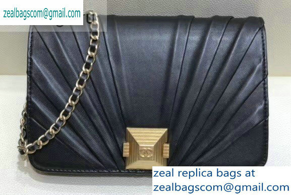 Chanel Pleated Lambskin Wallet on Chain WOC Bag AP0388 Black 2019
