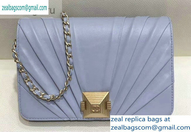 Chanel Pleated Lambskin Wallet on Chain WOC Bag AP0388 Gray 2019