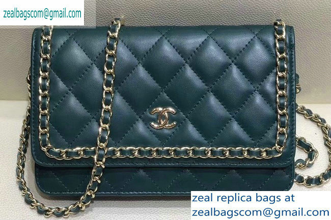 Chanel Pleated Lambskin Wallet on Chain WOC Bag AP0388 Green 2019