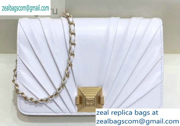 Chanel Pleated Lambskin Wallet on Chain WOC Bag AP0388 White 2019