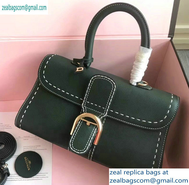 Delvaux Brillant East/West Mini Tote Bag In Togo Leather Large Dark Green