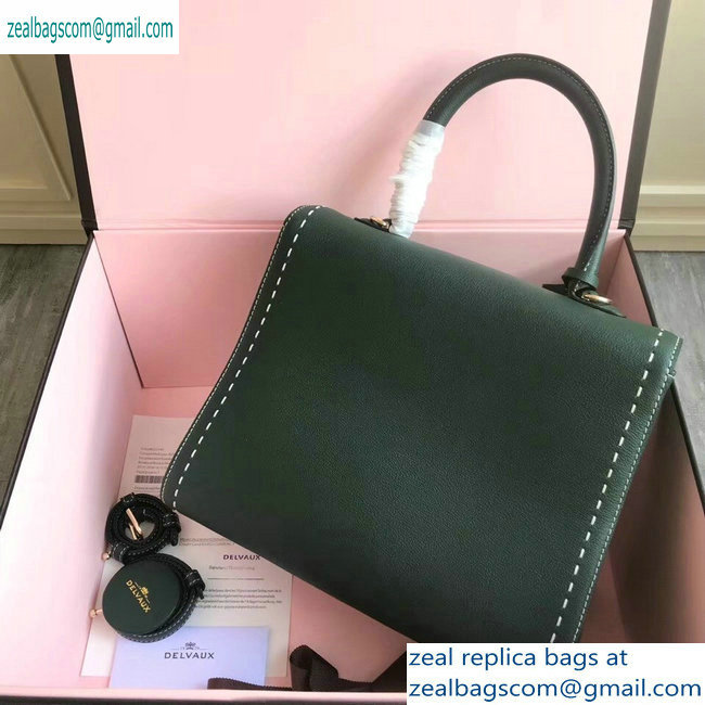 Delvaux Brillant Medium Tote Bag In Togo Leather Dark Green - Click Image to Close