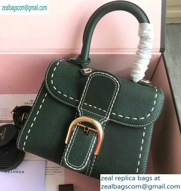 Delvaux Brillant Small Tote Bag In Togo Leather Dark Green