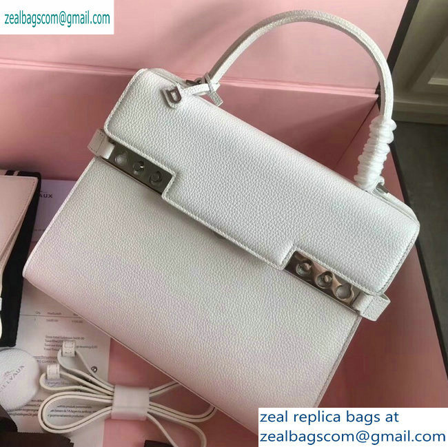 Delvaux Togo Leather Tempete MM Top Handle Tote Bag White