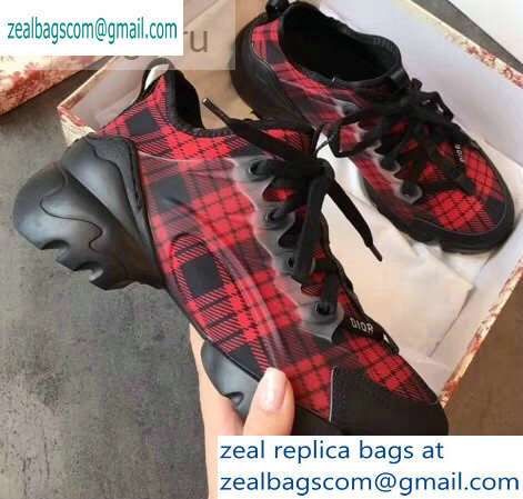 Dior D-Connect Sneakers in Neoprene Tartan Black/Red 2019 - Click Image to Close