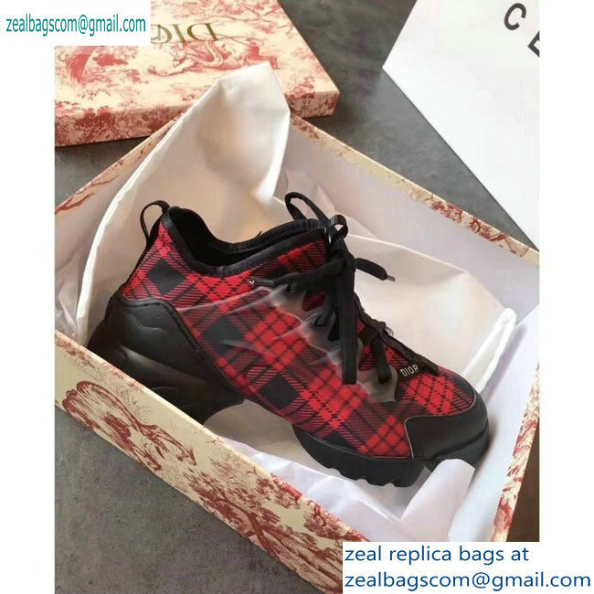 Dior D-Connect Sneakers in Neoprene Tartan Black/Red 2019 - Click Image to Close