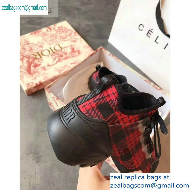 Dior D-Connect Sneakers in Neoprene Tartan Black/Red 2019 - Click Image to Close