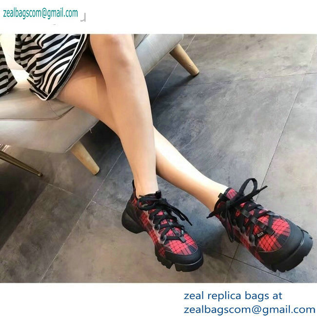 Dior D-Connect Sneakers in Neoprene Tartan Black/Red 2019 - Click Image to Close