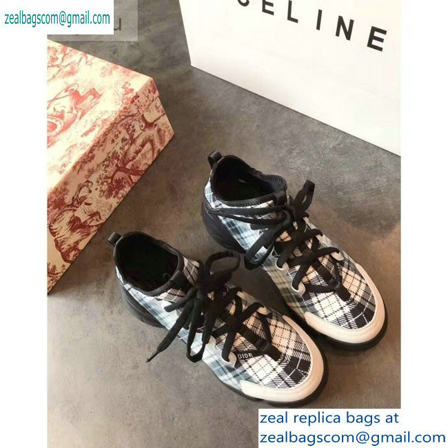 Dior D-Connect Sneakers in Neoprene Tartan Black/White 2019