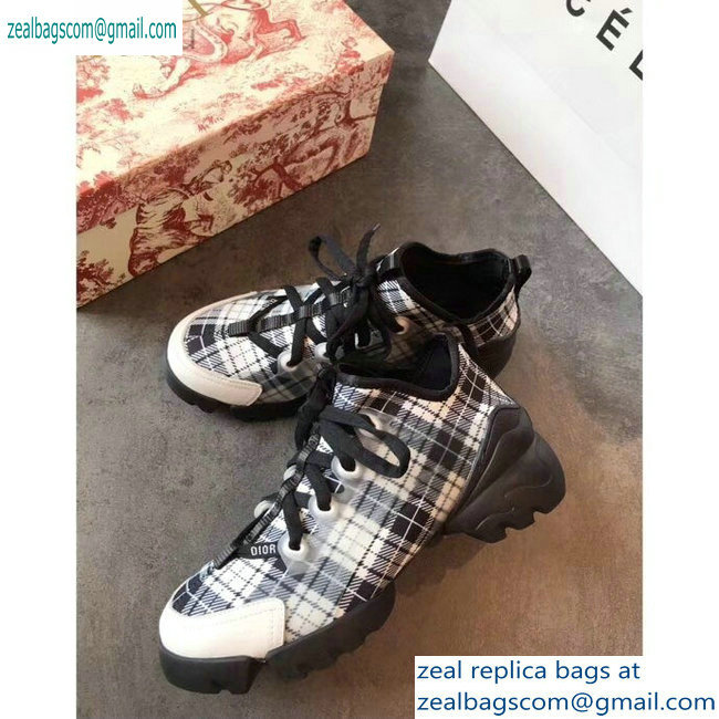 Dior D-Connect Sneakers in Neoprene Tartan Black/White 2019