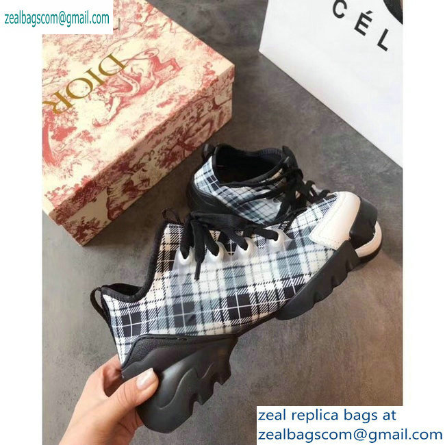 Dior D-Connect Sneakers in Neoprene Tartan Black/White 2019