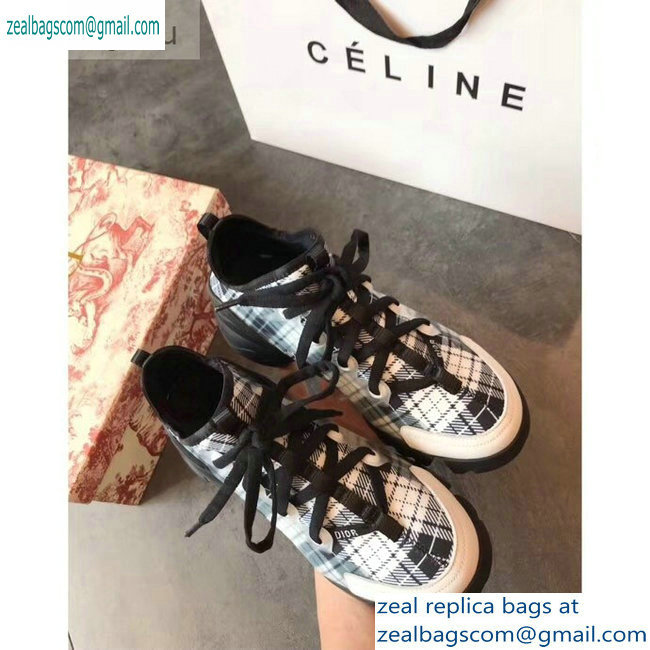 Dior D-Connect Sneakers in Neoprene Tartan Black/White 2019