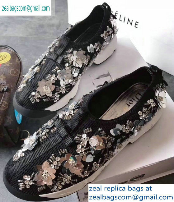 Dior Embroidered Fusion Technical Fabrics Sneakers Black/Silver 2019 - Click Image to Close