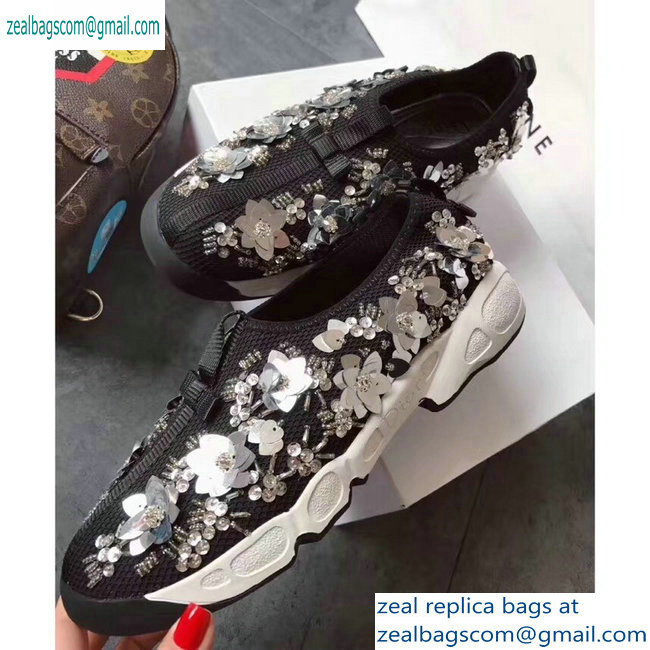 Dior Embroidered Fusion Technical Fabrics Sneakers Black/Silver 2019 - Click Image to Close