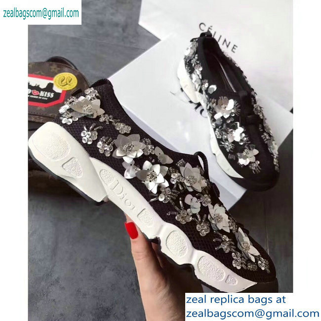 Dior Embroidered Fusion Technical Fabrics Sneakers Black/Silver 2019 - Click Image to Close