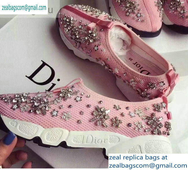Dior Embroidered Fusion Technical Fabrics Sneakers Pink/Flower 2019