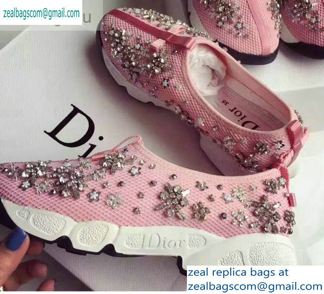 Dior Embroidered Fusion Technical Fabrics Sneakers Pink/Flower 2019 - Click Image to Close