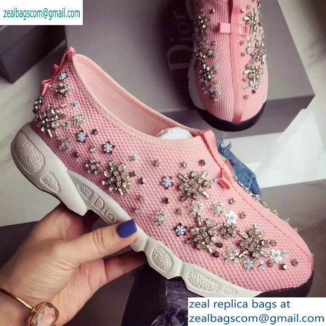 Dior Embroidered Fusion Technical Fabrics Sneakers Pink/Flower 2019 - Click Image to Close