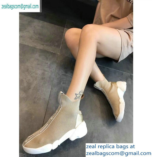 Dior F. Two Point Zero High-top Sneakers in Technical Knit Camel 2019 - Click Image to Close