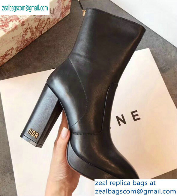 Dior Heel 10cm D-Rise Zipped Ankle Boots Leather Black 2019