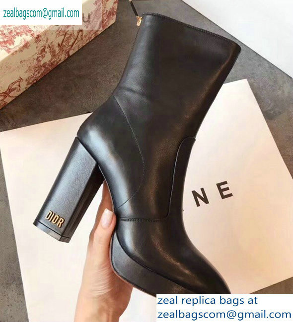 Dior Heel 10cm D-Rise Zipped Ankle Boots Leather Black 2019 - Click Image to Close