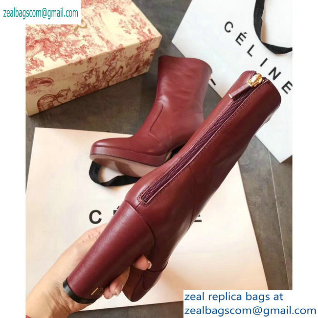 Dior Heel 10cm D-Rise Zipped Ankle Boots Leather Dark Red 2019 - Click Image to Close