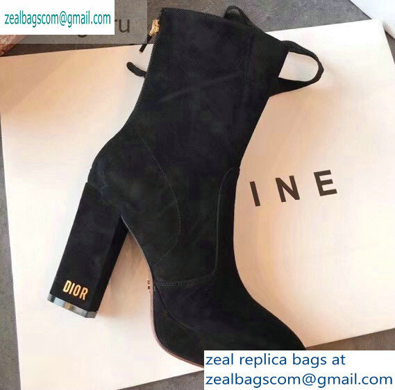 Dior Heel 10cm D-Rise Zipped Ankle Boots Suede Black 2019
