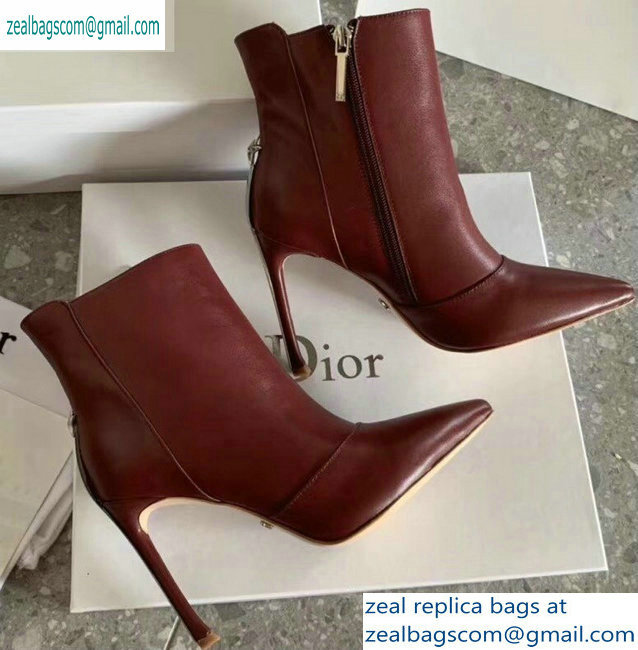 Dior Heel 10cm Star Ankle Boots Burgundy 2019