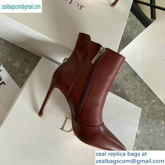 Dior Heel 10cm Star Ankle Boots Burgundy 2019