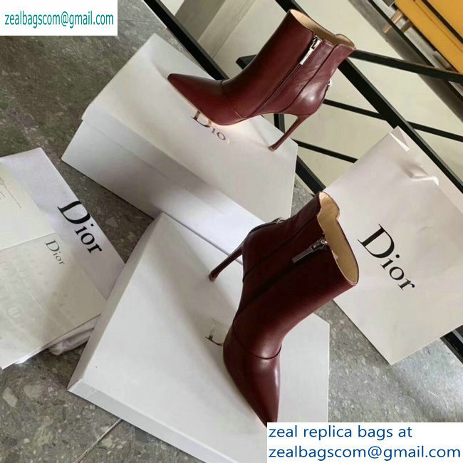 Dior Heel 10cm Star Ankle Boots Burgundy 2019