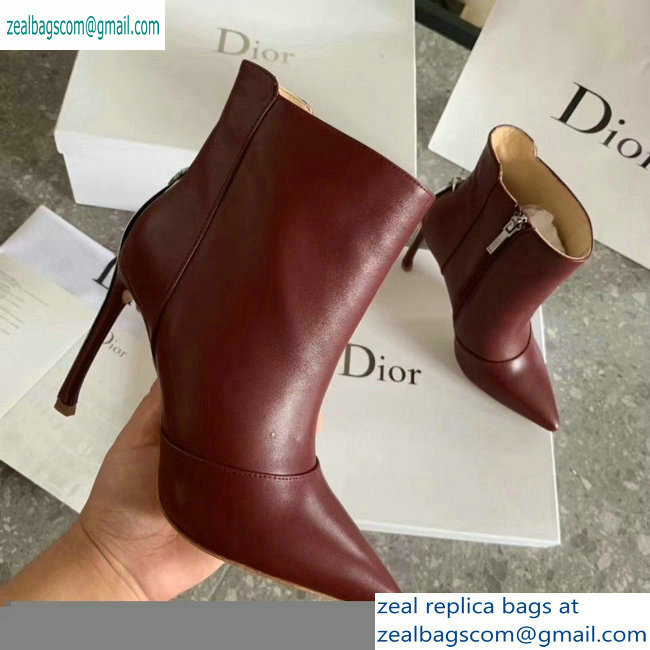 Dior Heel 10cm Star Ankle Boots Burgundy 2019