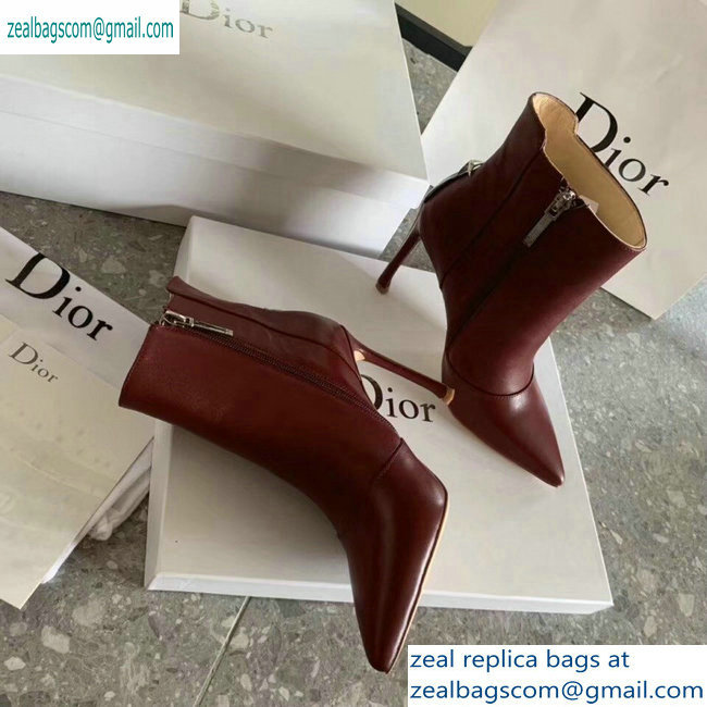 Dior Heel 10cm Star Ankle Boots Burgundy 2019