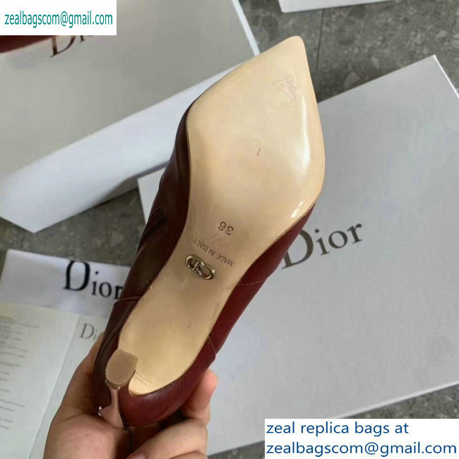 Dior Heel 10cm Star Ankle Boots Burgundy 2019