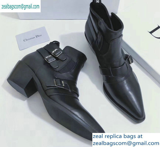 Dior Heel 4.5cm Belt Calfskin Ankle Boots Black 2019