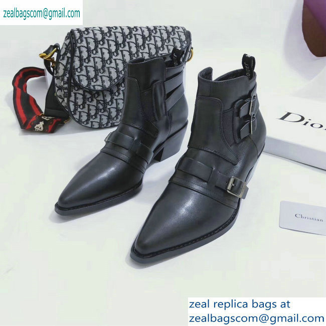 Dior Heel 4.5cm Belt Calfskin Ankle Boots Black 2019