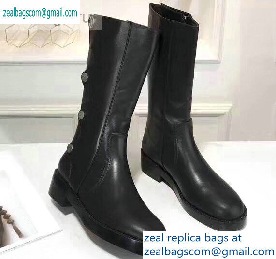 Dior Heel 4cm Button Calfskin Boots Black 2019