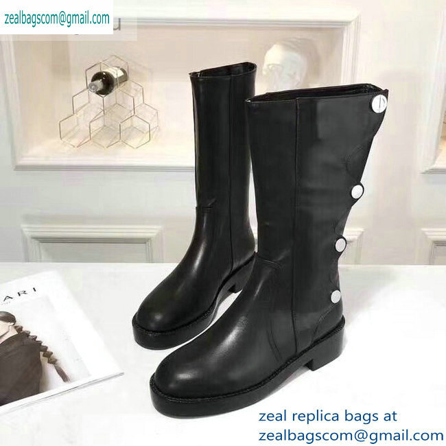 Dior Heel 4cm Button Calfskin Boots Black 2019