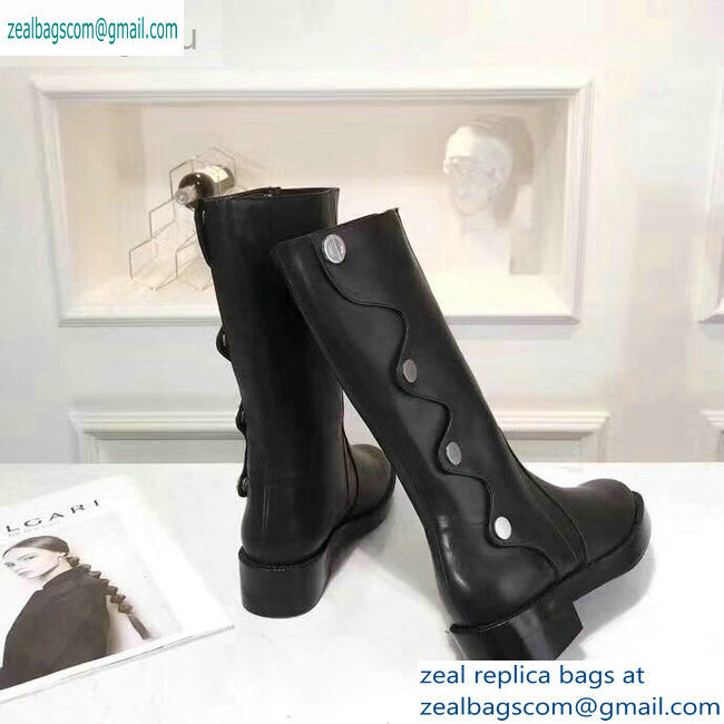 Dior Heel 4cm Button Calfskin Boots Black 2019