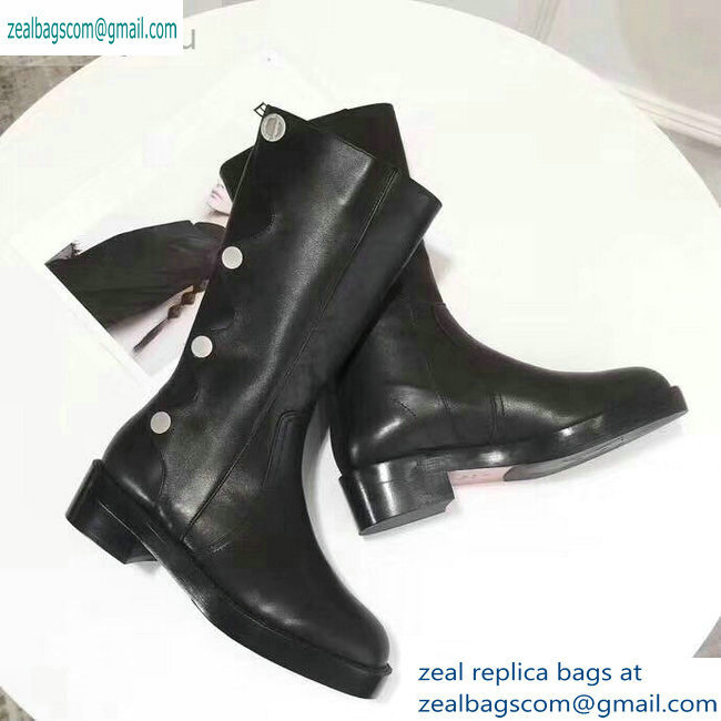 Dior Heel 4cm Button Calfskin Boots Black 2019 - Click Image to Close