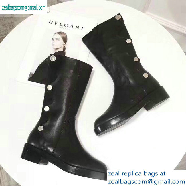 Dior Heel 4cm Button Calfskin Boots Black 2019