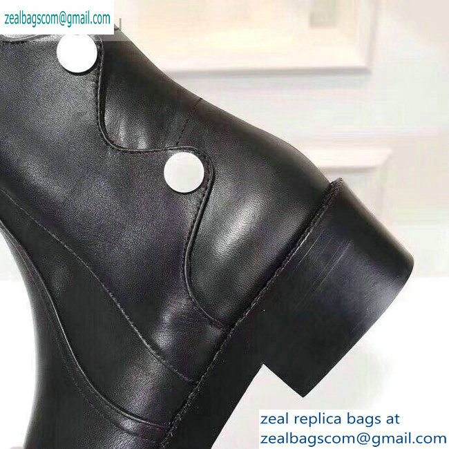Dior Heel 4cm Button Calfskin High Boots Black 2019