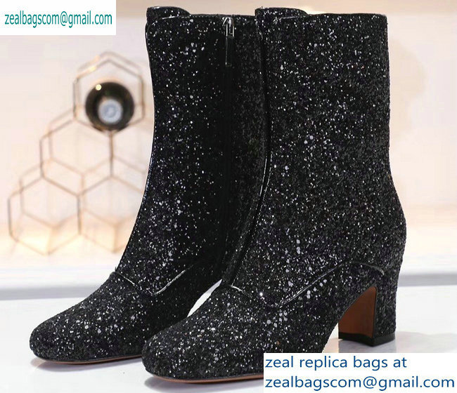 Dior Heel 6.5cm D-Circus Low Boots in Glitter Black 2019 - Click Image to Close